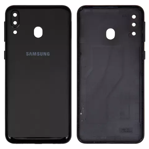Задня панель корпуса для Samsung M205F/DS Galaxy M20, чорна, із склом камери