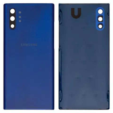 Задня панель корпуса для Samsung N975F Galaxy Note 10 Plus, синя, із склом камери, aura blue