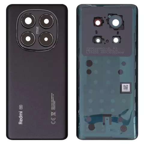 Задня панель корпуса для Xiaomi Redmi Note 14 Pro 5G, чорна, із склом камери, midnight black