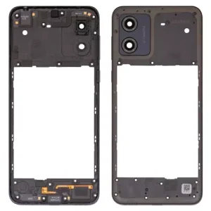 Середня частина корпусу для Motorola Moto E13 XT2345, чорна, із склом камери