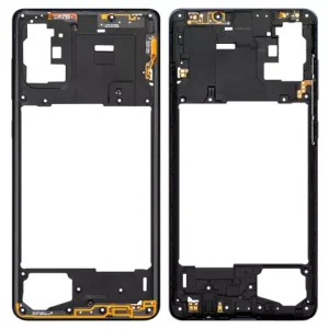 Середня частина корпусу для Samsung A715 Galaxy A71, чорна, з боковою кнопкою